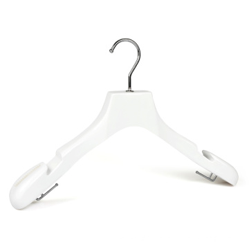 Brand Display Custom Logo Luxury Non Slip Wide Shoulder Dress Hook White Wooden Coat Clothes Hangers White Wood